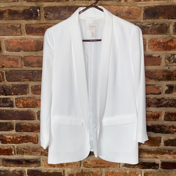 Chico's White Open Front Blazer Jacket Women's Size 0 4 Small - Picture 1 of 6